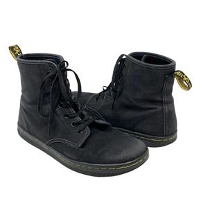 Dr. Martens Shoreditch Black Canvas Lace Up AirWair High Top Booties - Size 9